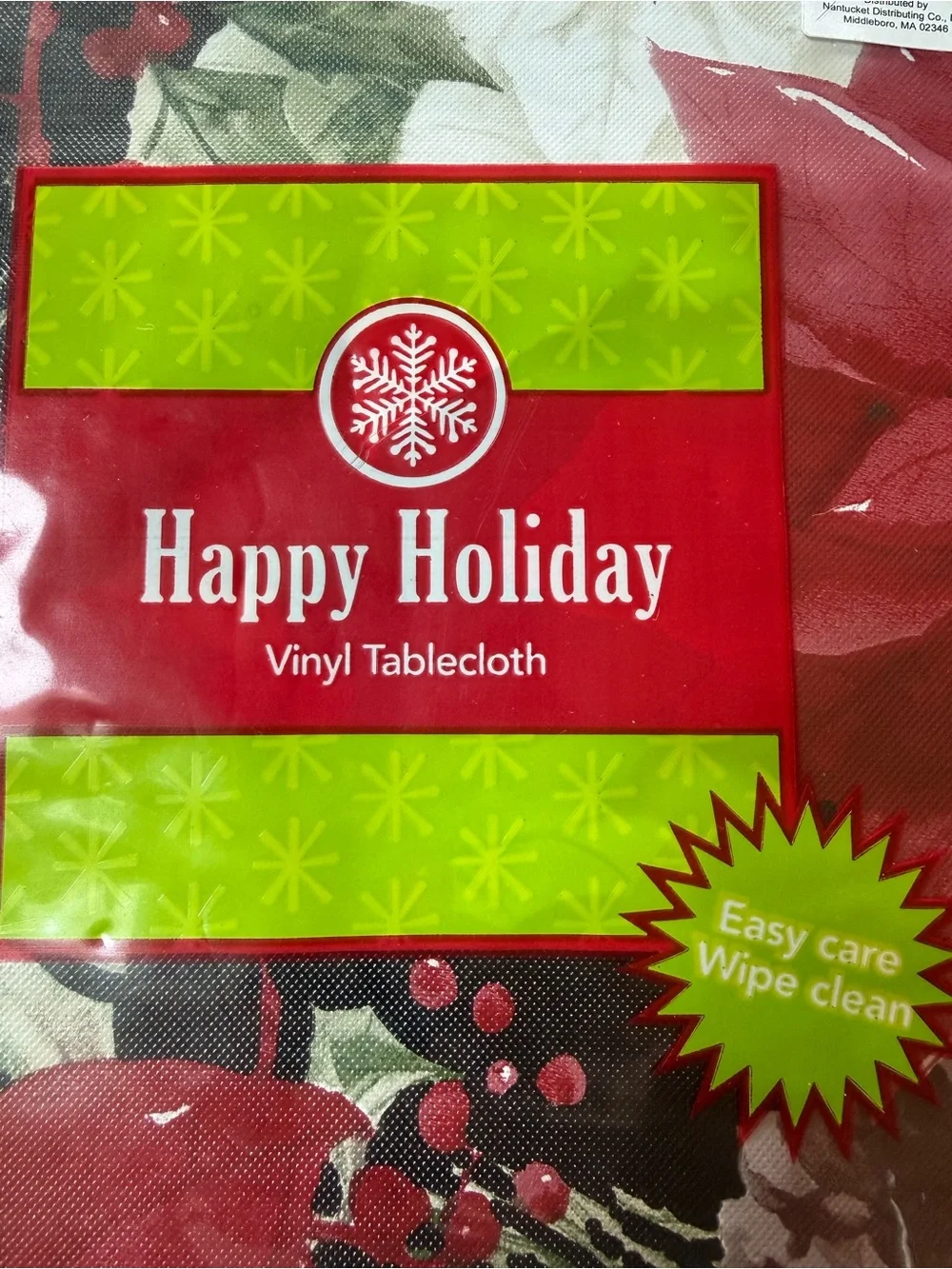 Vinyl Tablecloth - Red & Green Floral